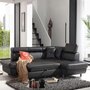 Voir la diapositive 2 : BEST MOBILIER Lisbona - canapé d'angle convertible - en pu - avec têtières réglables - droit