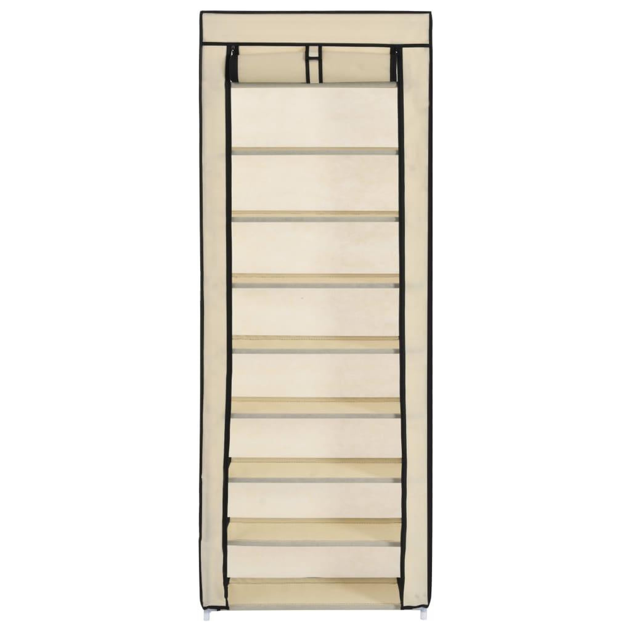 Voir la diapositive 2 : VIDAXL Armoire a chaussures avec housse Creme 57x29x162 cm Tissu