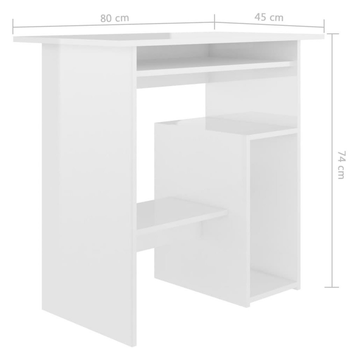 VIDAXL Bureau Blanc brillant 80x45x74 cm Bois d'ingenierie
