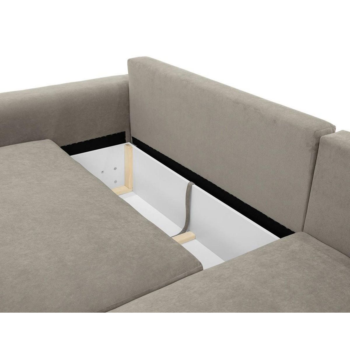 BEST MOBILIER Aurelia - canapé d'angle droit 4 places convertible avec coffre en tissu texturé