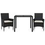 Voir la diapositive 2 : VIDAXL Ensemble a manger de jardin et coussins 3 pcs noir rotin verre