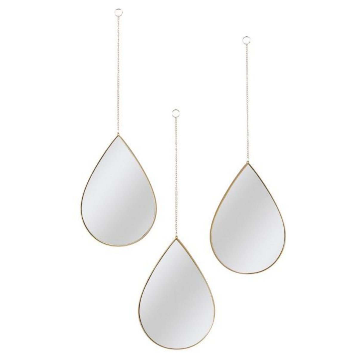 Paris Prix Lot de 3 Miroirs Déco  Goutte  27cm Or