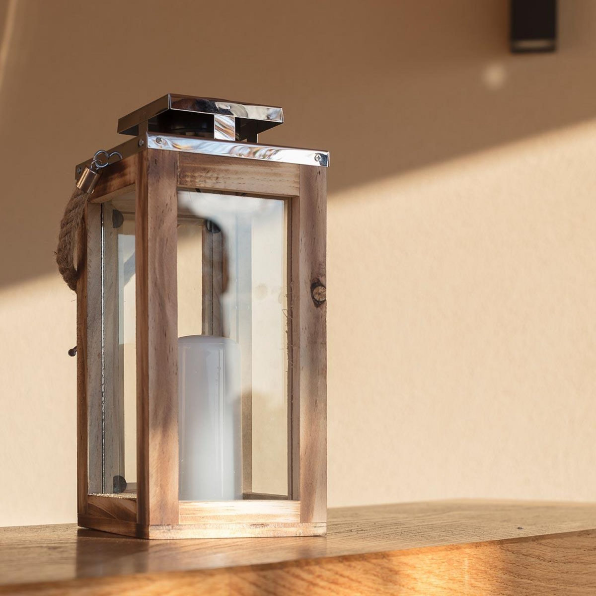 Lumisky Lanterne solaire avec poignée OAKY Bois Bois H28cm