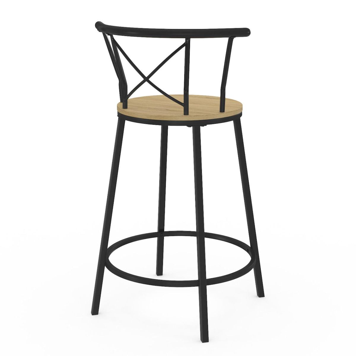 ID MARKET Lot de 4 tabourets de bar bistrot DETROIT avec dossier arrondis design industriel