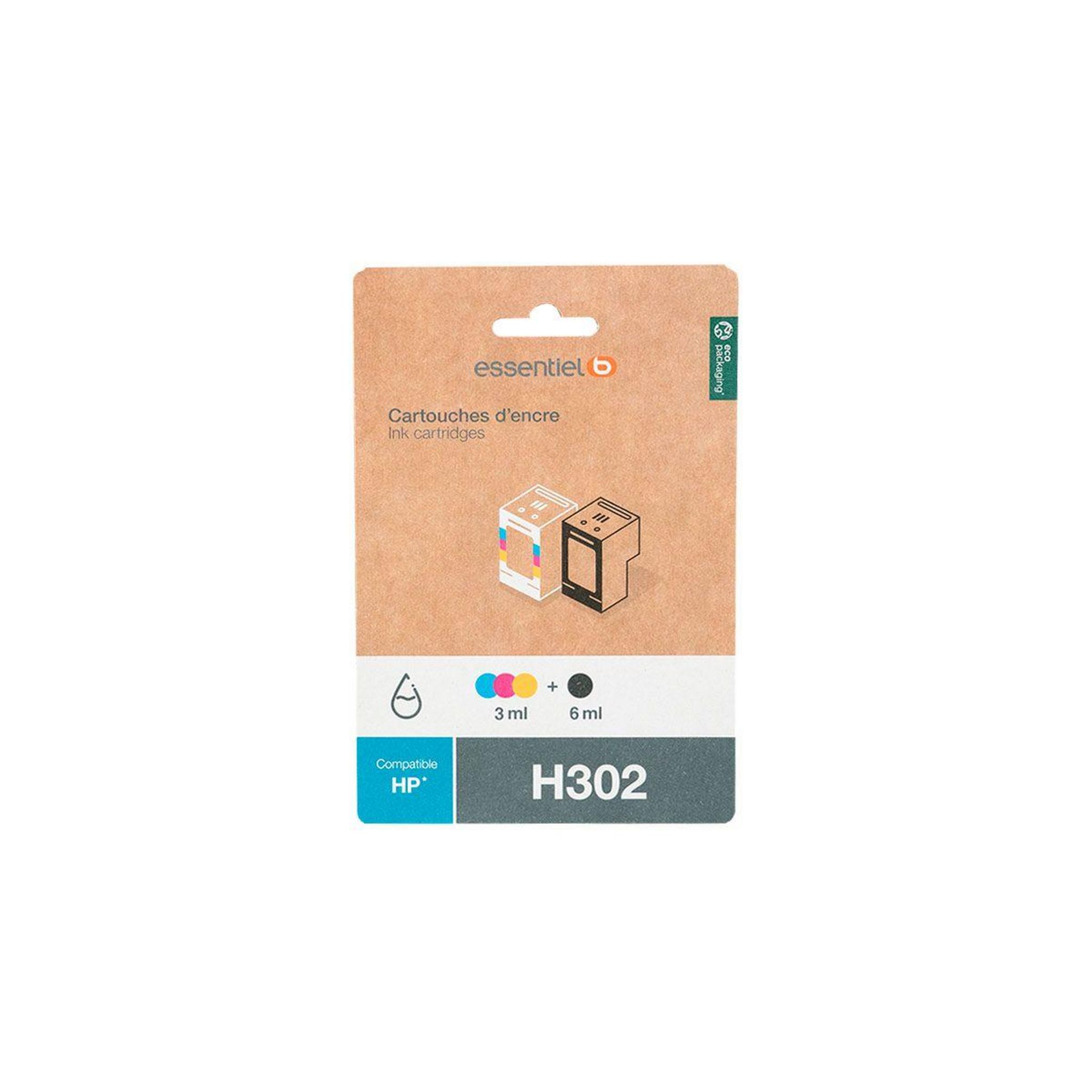 ESSENTIEL B Cartouche D'encre H302 Noir + 3 Couleurs Pas Cher - Auchan.fr