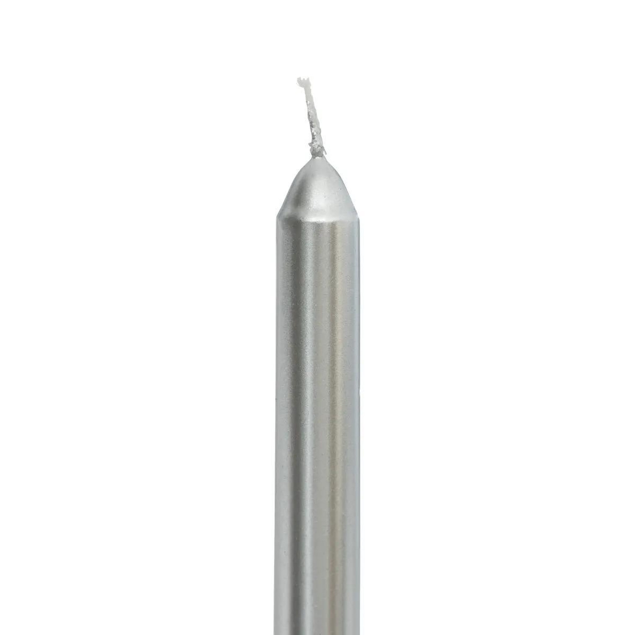 Voir la diapositive 2 : ATMOSPHERA Lot de 4 bougies bâton  satin  25cm argent