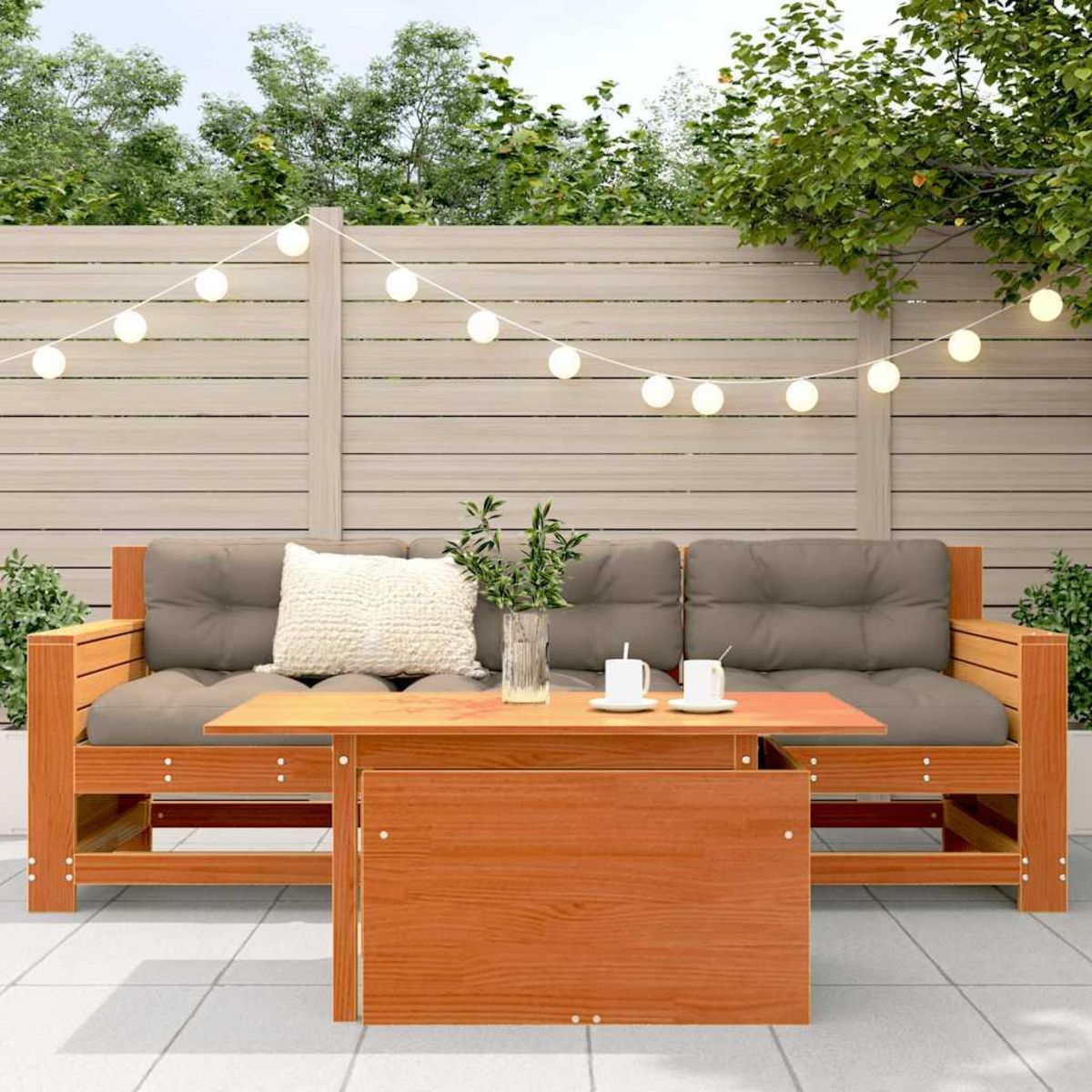 VIDAXL Table de jardin cire marron 100x50x75 cm bois massif de pin