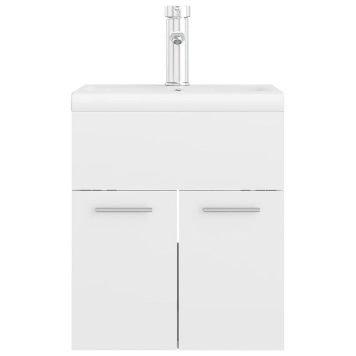 VIDAXL Armoire d'evier lavabo integre blanc brillant bois d'ingenierie