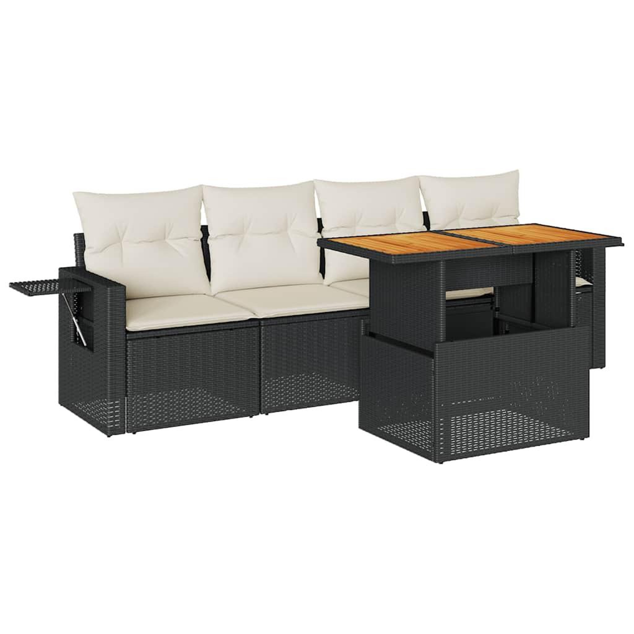 Voir la diapositive 2 : VIDAXL Salon de jardin 5 pcs avec coussins noir resine tressee