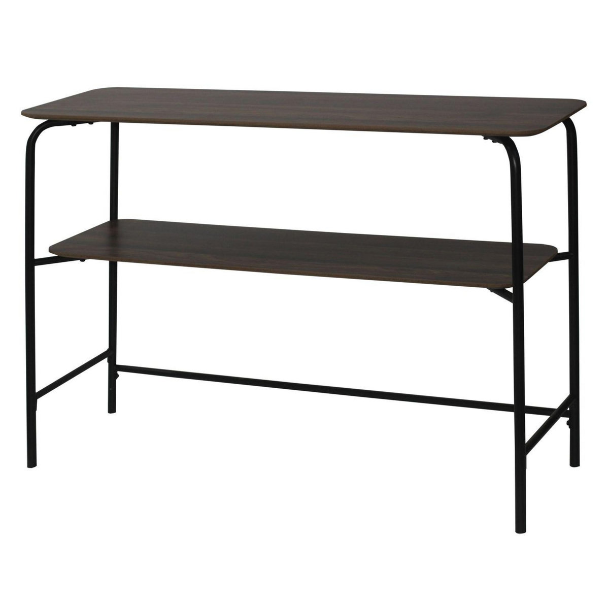 KB8 Console en MDF et Métal 2 étages - L.110 x H.77,5cm - Marron et Noir