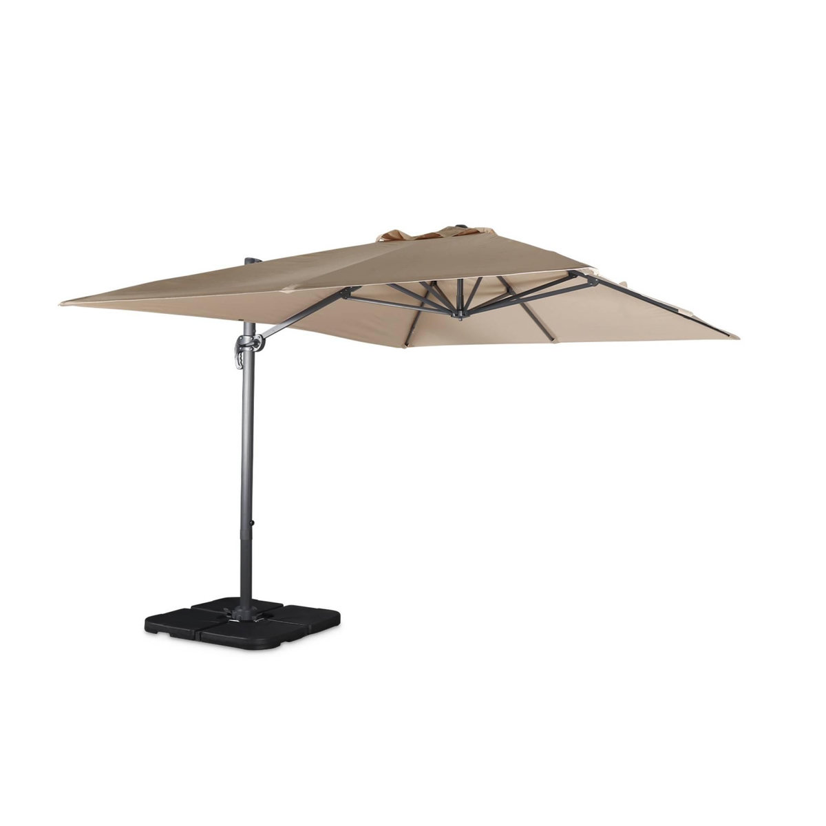 SWEEEK Parasol déporté rectangulaire 3x4 m - Wimereux - Parasol excentré inclinable dans 6 positions, rotatif à 360° + dalles à lester 50x50cm