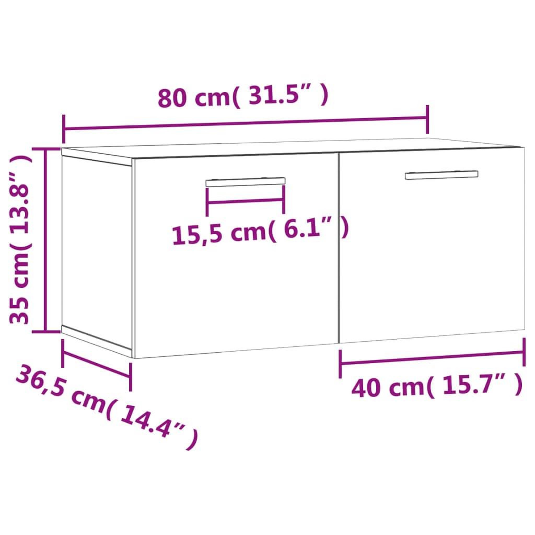 Voir la diapositive 6 : VIDAXL Armoire murale sonoma gris 80x36,5x35 cm bois d'ingenierie