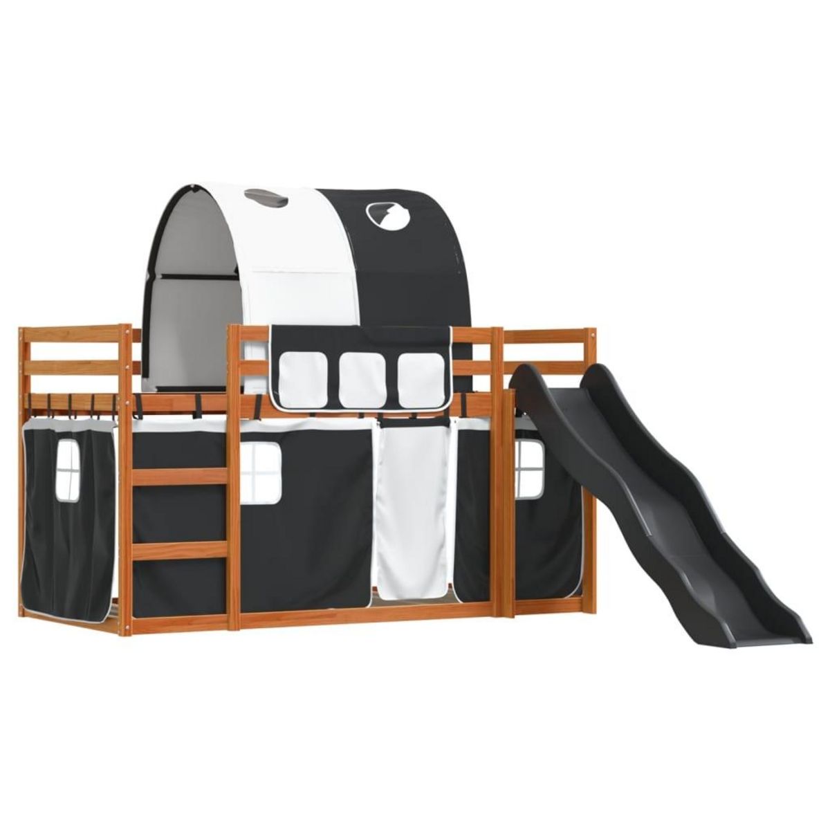 VIDAXL Lit superpose sans matelas avec toboggan blanc noir 90x200 cm