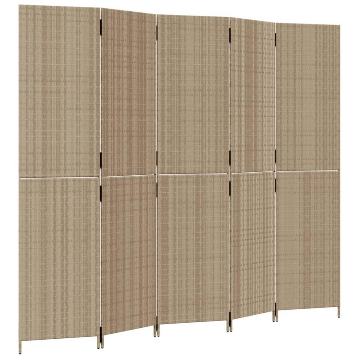 VIDAXL Cloison de separation 5 panneaux beige resine tressee
