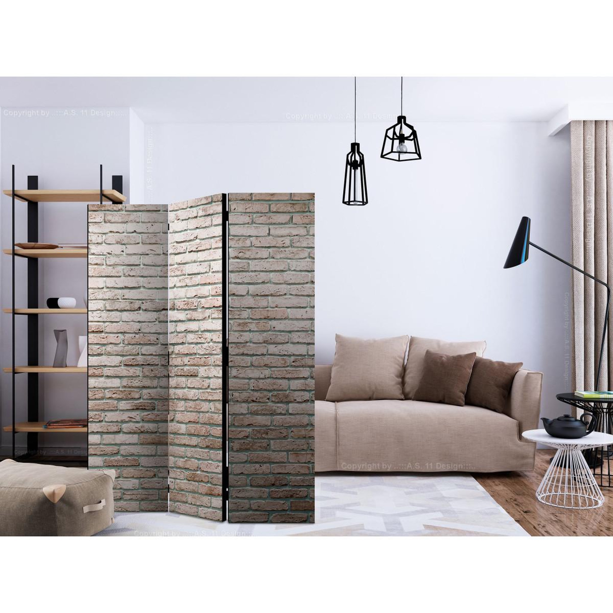 Voir la diapositive 2 : Paris Prix Paravent 3 volets  elegant brick  135x172cm