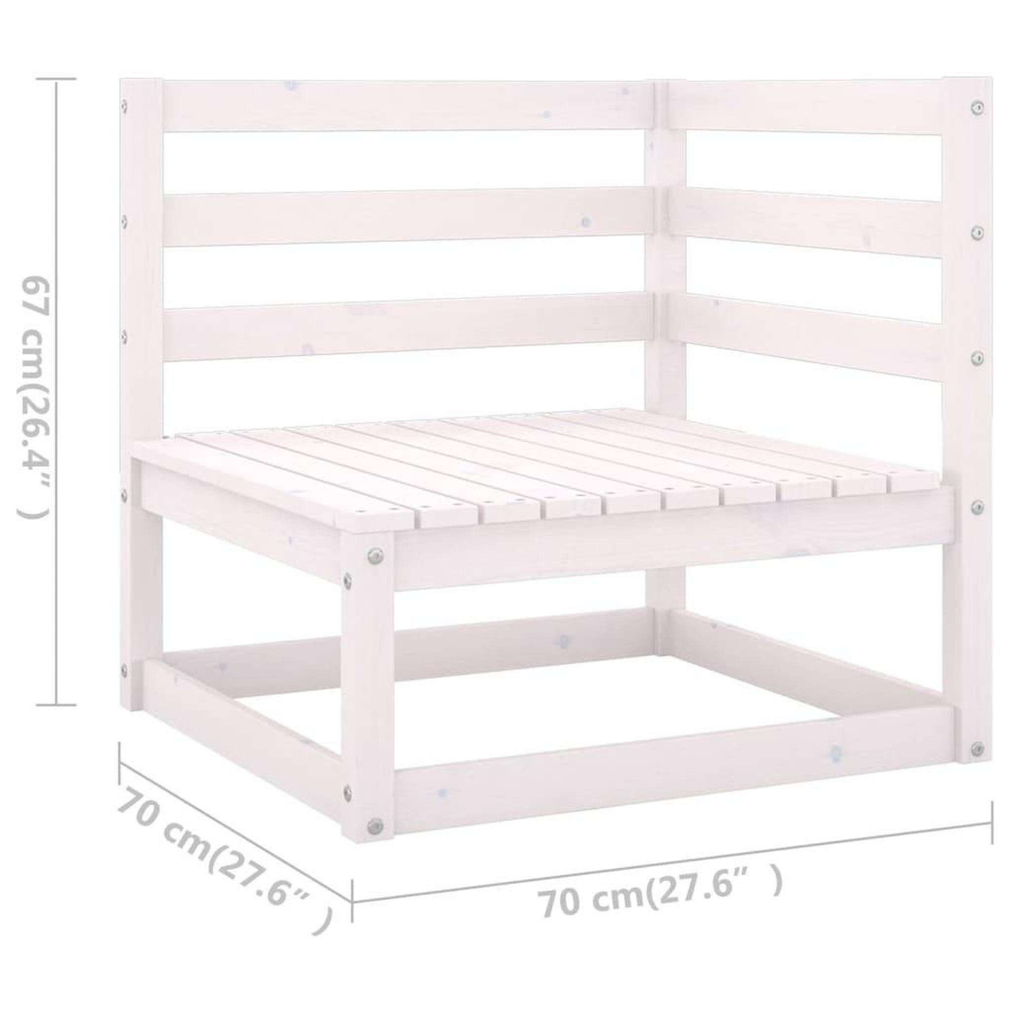 Voir la diapositive 6 : VIDAXL Salon de jardin 9 pcs avec coussins Blanc Bois de pin massif