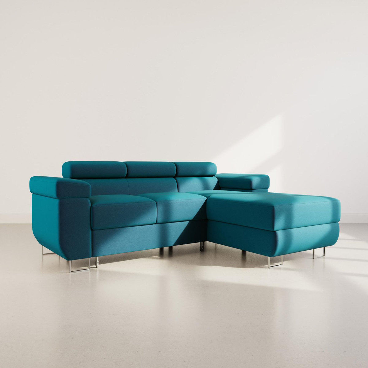 BEST MOBILIER Pablo - canapé d'angle droit - 6 places - convertible avec coffre et têtières réglables - en velours