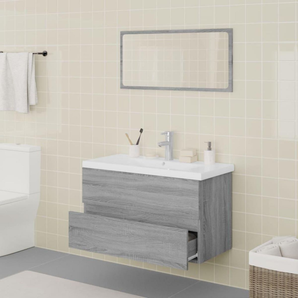 VIDAXL Meubles de salle de bain Sonoma gris Bois d'ingenierie