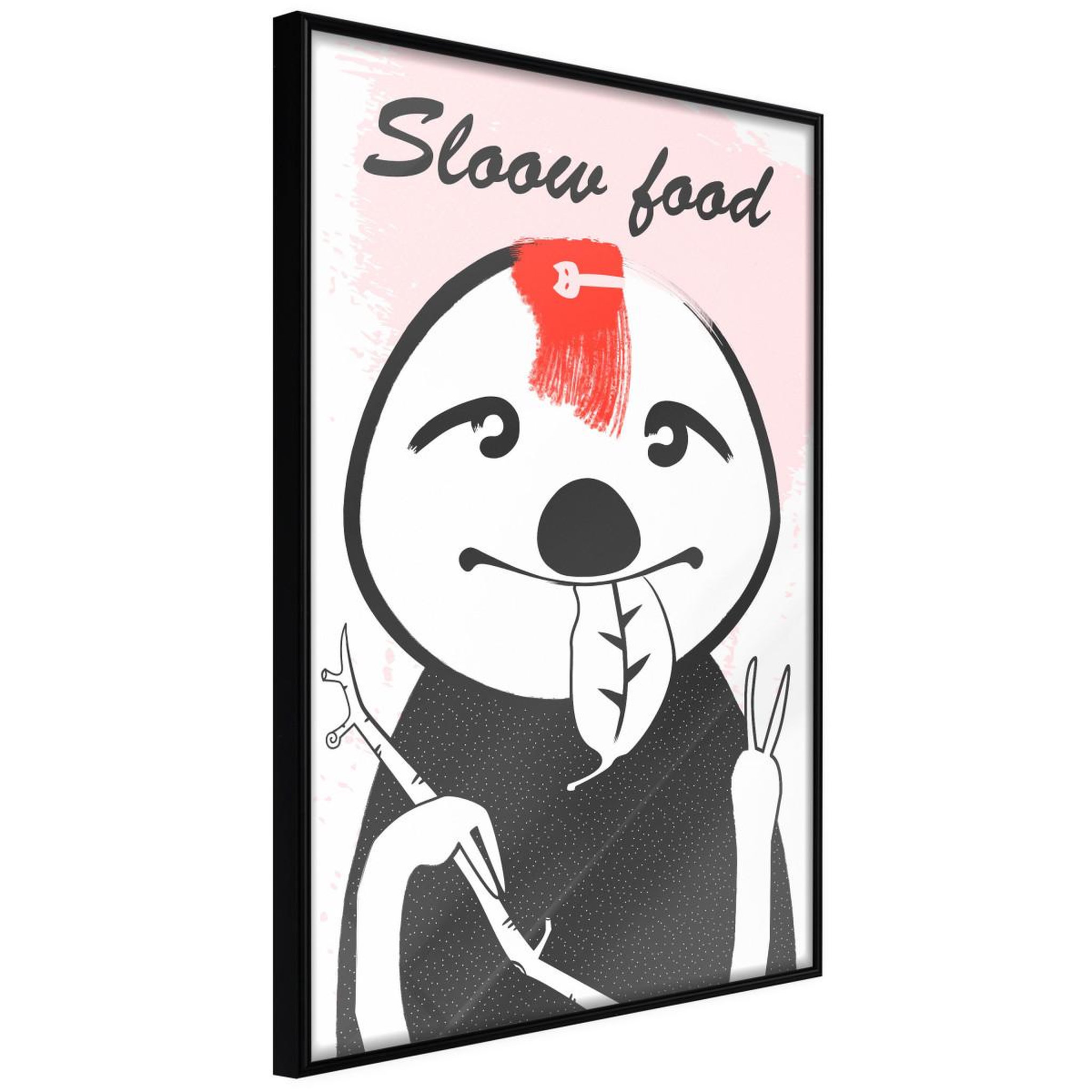 Paris Prix Affiche murale encadrée  sloth's favourite food. Coloris disponibles : Noir, Jaune