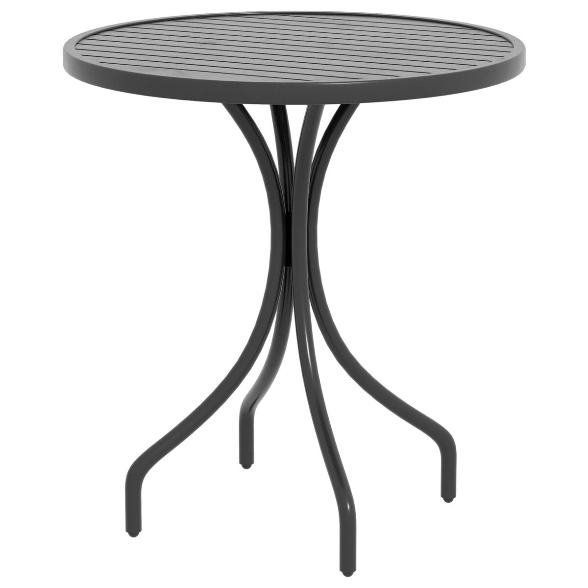 OUTSUNNY Table de jardin ronde Ø 66 cm acier plateau à lattes noir