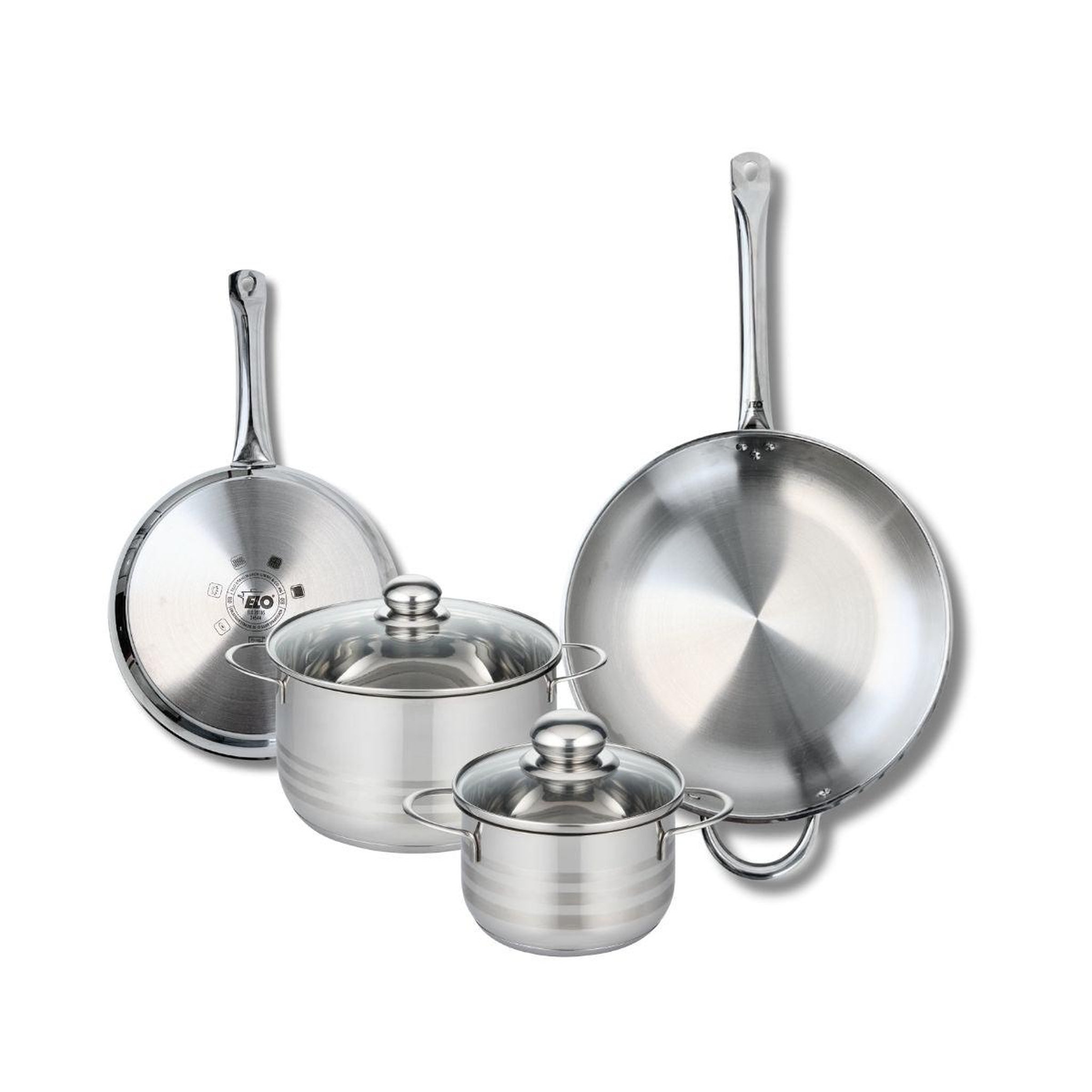 ELO Ensemble de 2 poêles de cuisson 24 et 32 cm et 2 faitouts 16 et 20 cm elo profi brillant