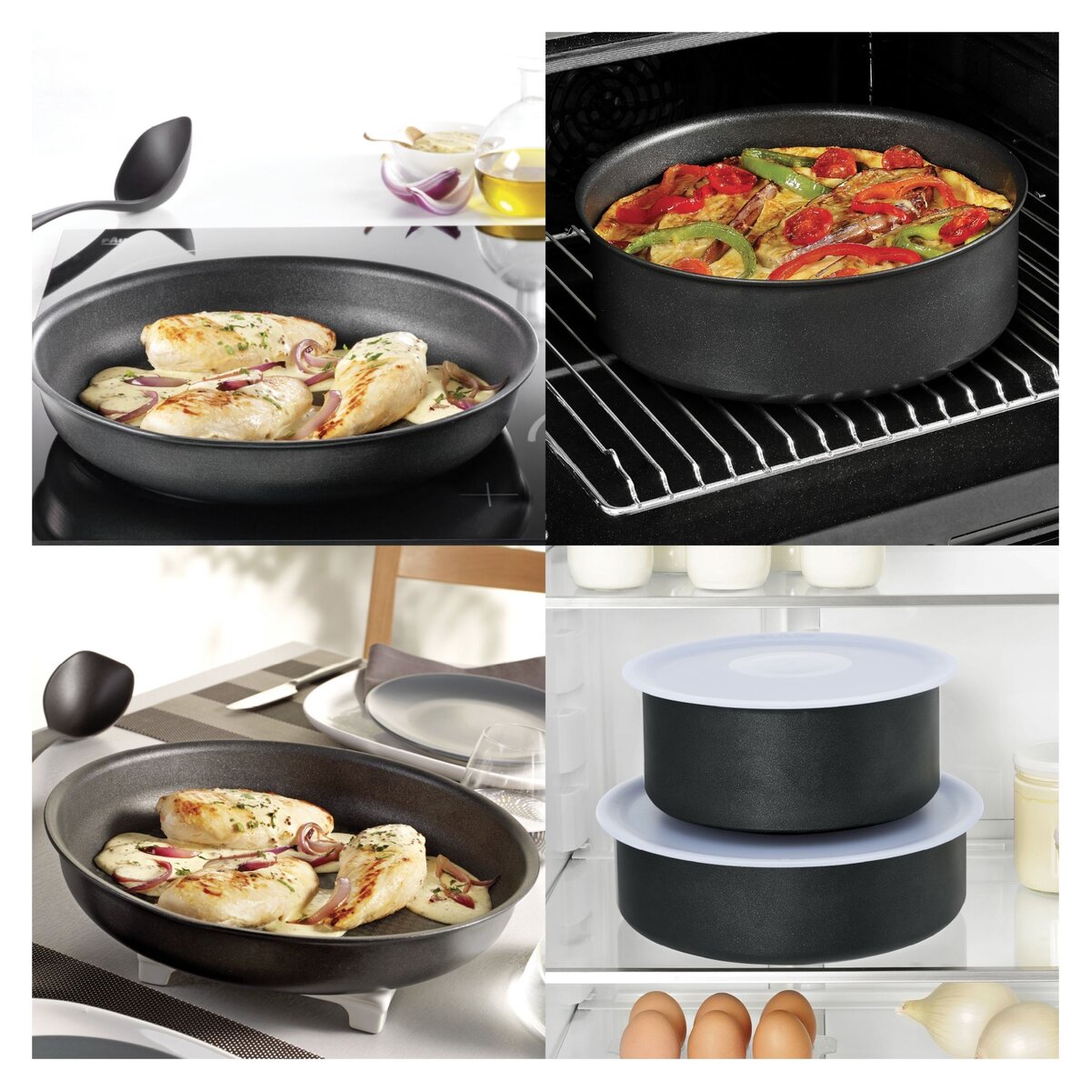 TEFAL Batterie de cuisine 8 pièces Induction INGENIO PERFORMANCE Gris