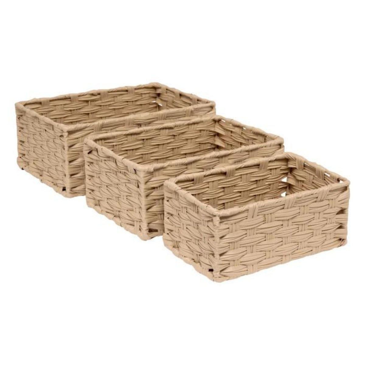 FIVE Lot de 3 Paniers de Rangement Hauts  Tressé  30cm Naturel