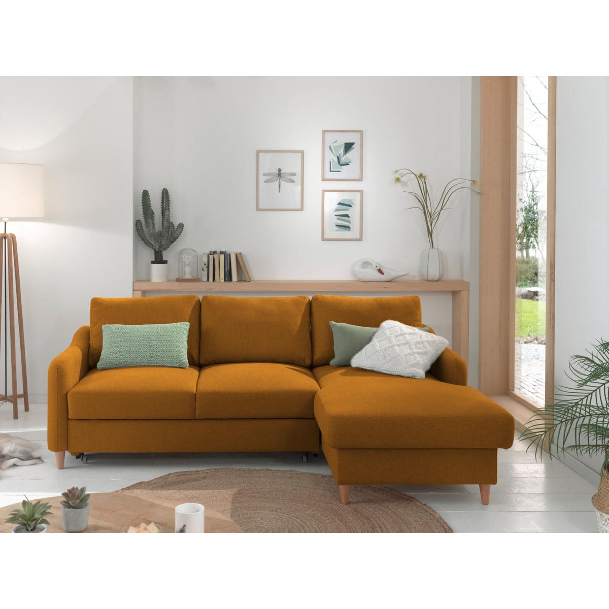 LISA DESIGN Will - canapé d'angle droit - convertible avec coffre - 4 places - en tissu