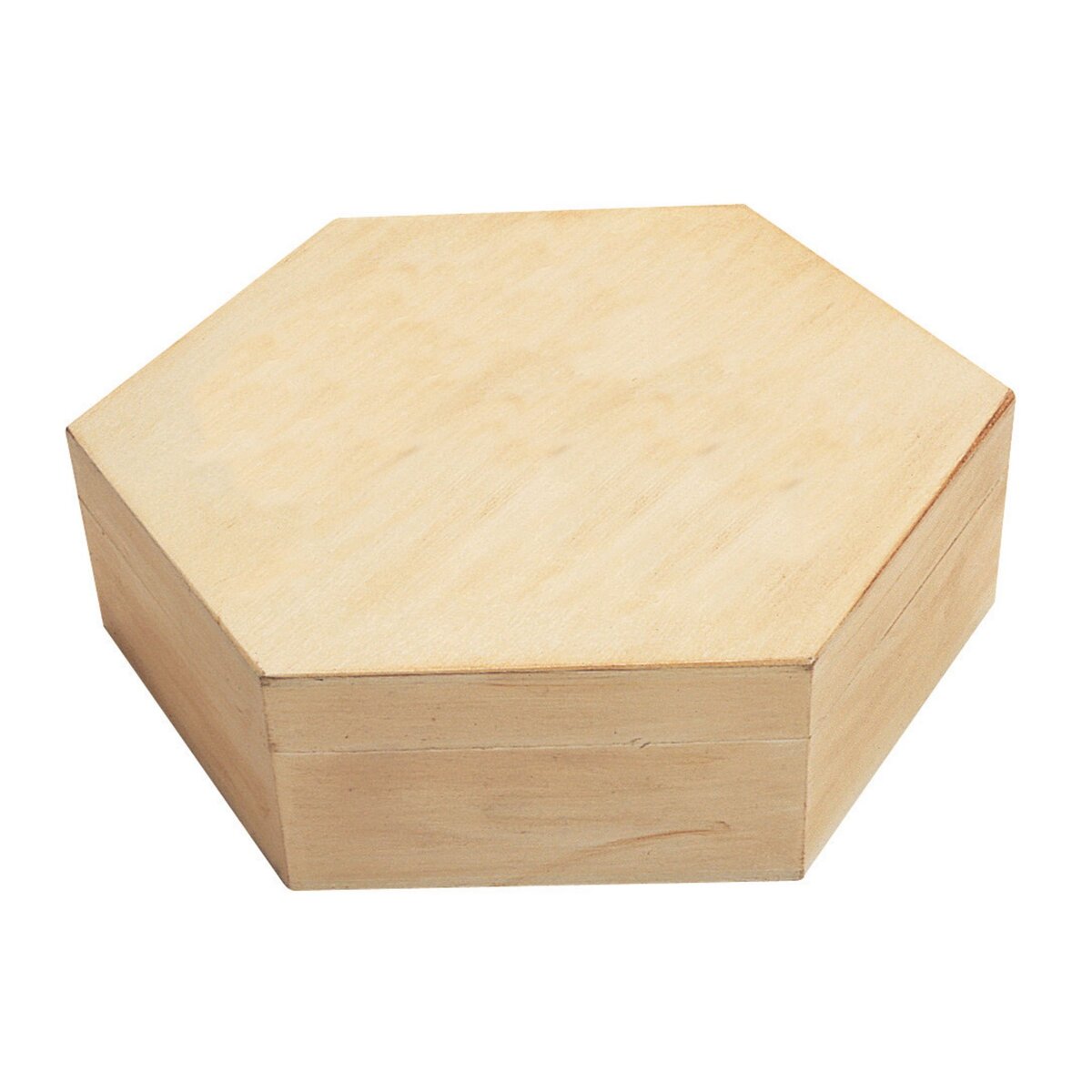 MegaCrea Boite en bois hexagonale 16.3 x 14.1 H 4,1 cm