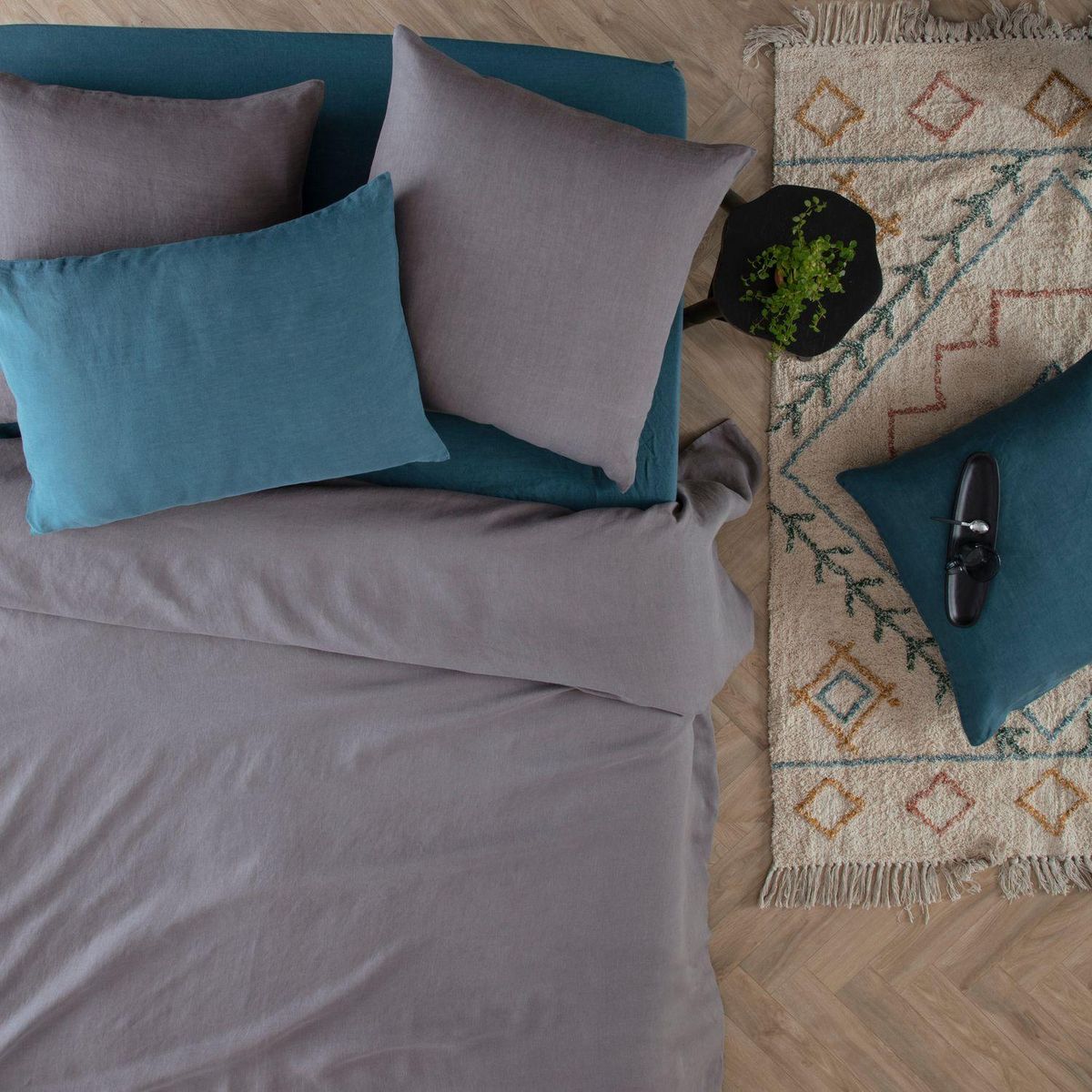 ATMOSPHERA Housse de couette 2 places Morning Sunshine 100% Lin