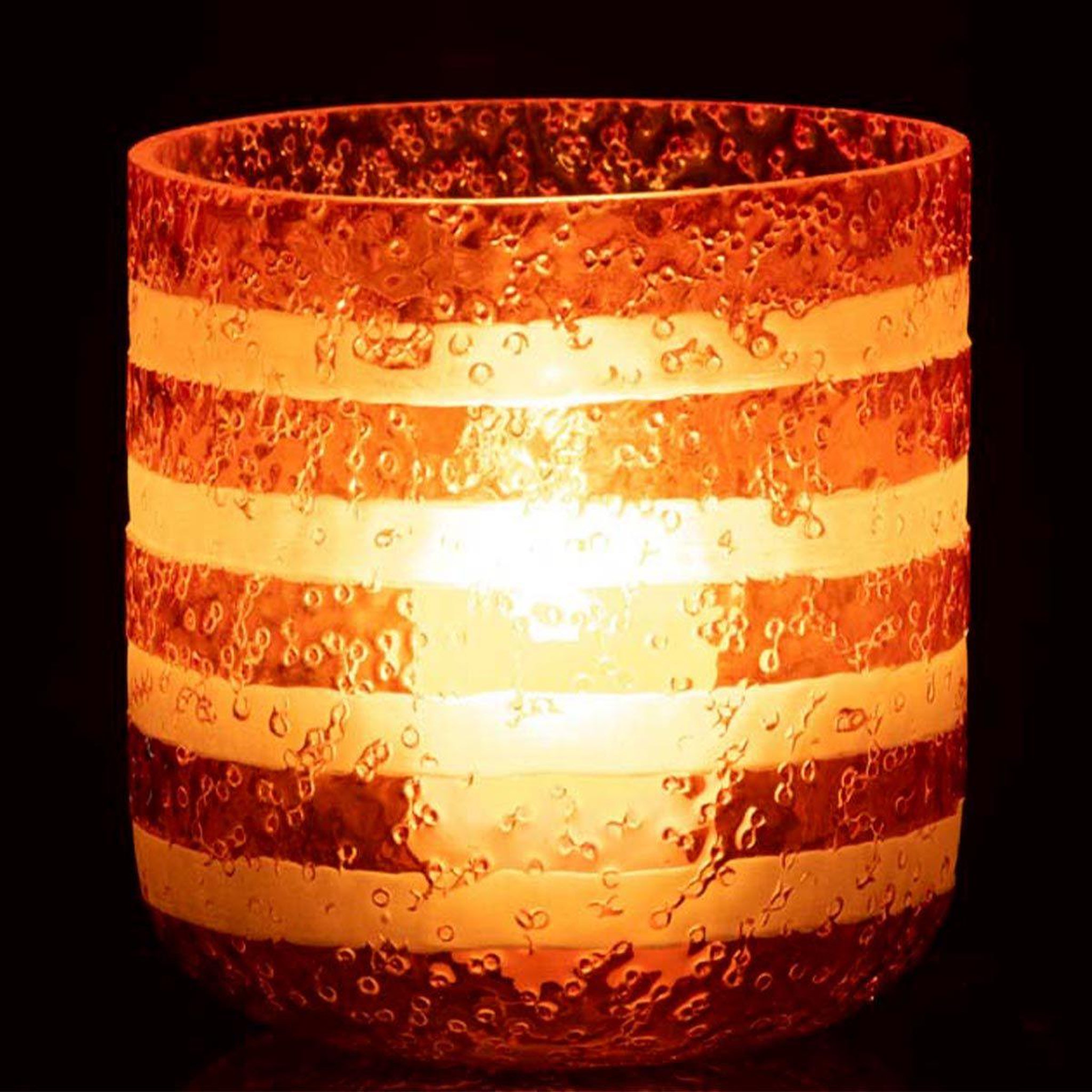 Voir la diapositive 3 : J-LINE Photophore Design en Verre  Lignes  15cm Orange