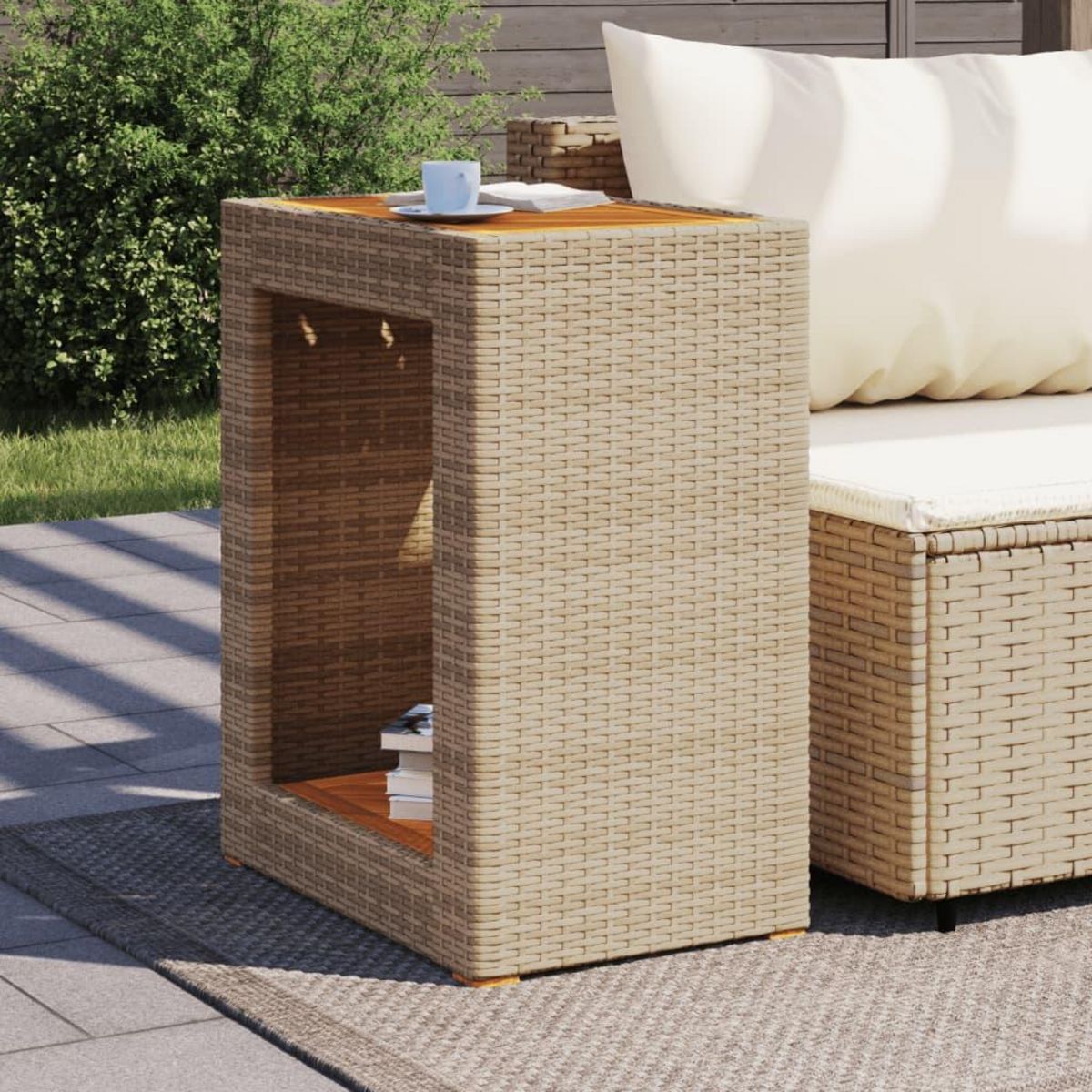 VIDAXL Table d'appoint de jardin dessus en bois beige 60x40x75 cm
