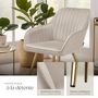 Voir la diapositive 4 : tectake Chaise de salle à manger en velours matelassé et rembourré taupe/or Lot de 2