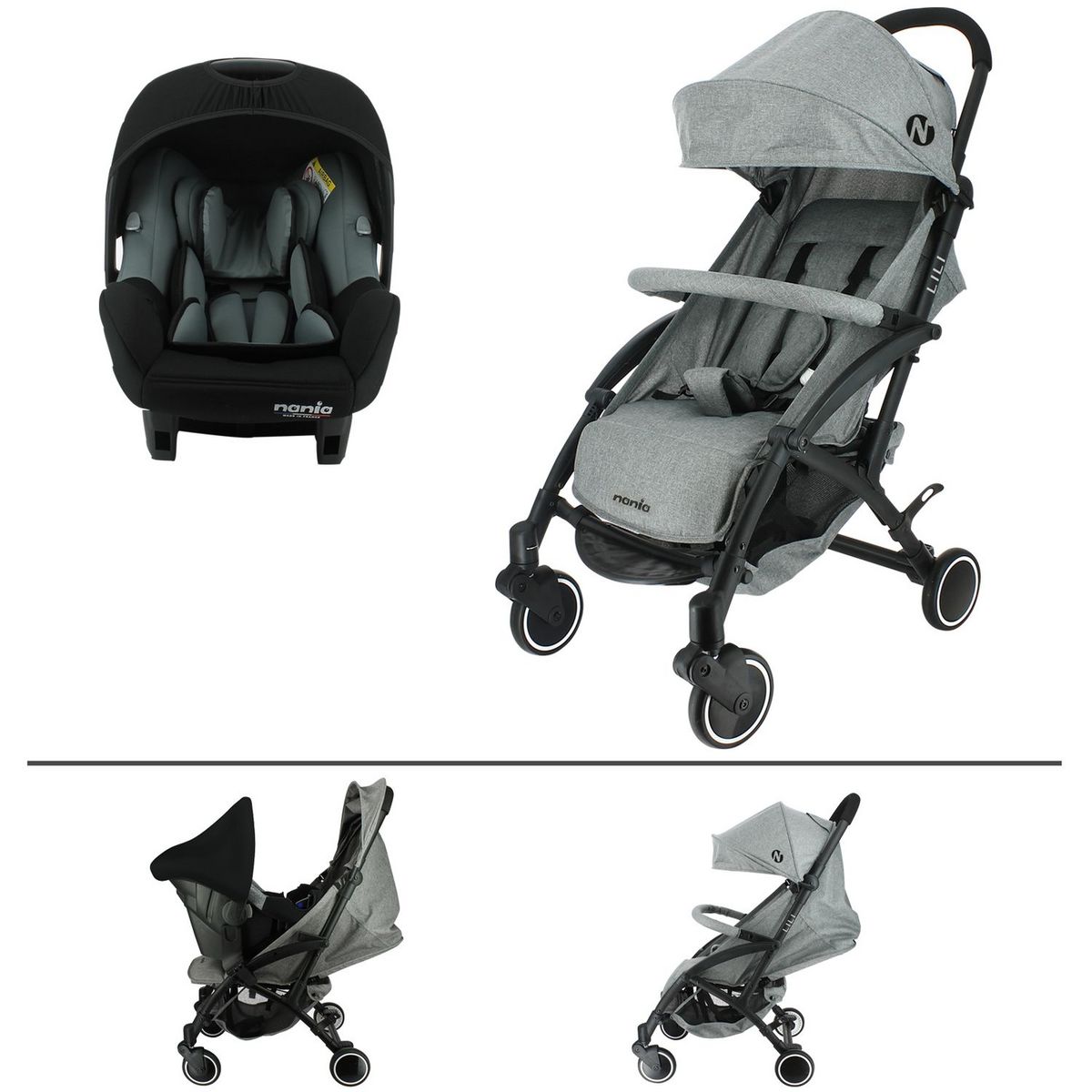 NANIA Poussette combinée 2 en 1 LILI + Siège auto BEONE EVO (40-85cm) R129 i-Size