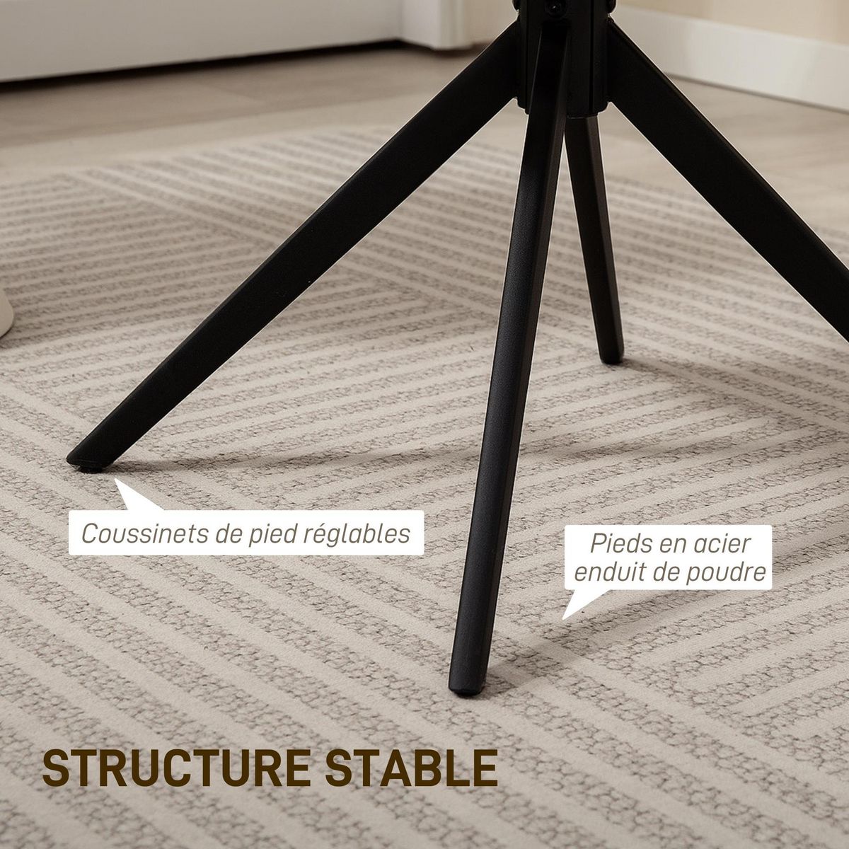 HOMCOM Fauteuil design piètement acier noir 4 branches effet laine bouclée blanc