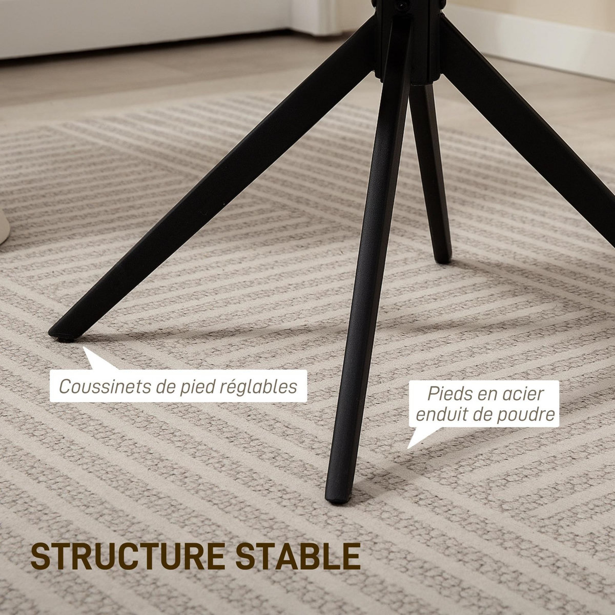 HOMCOM Fauteuil design piètement acier noir 4 branches effet laine bouclée blanc