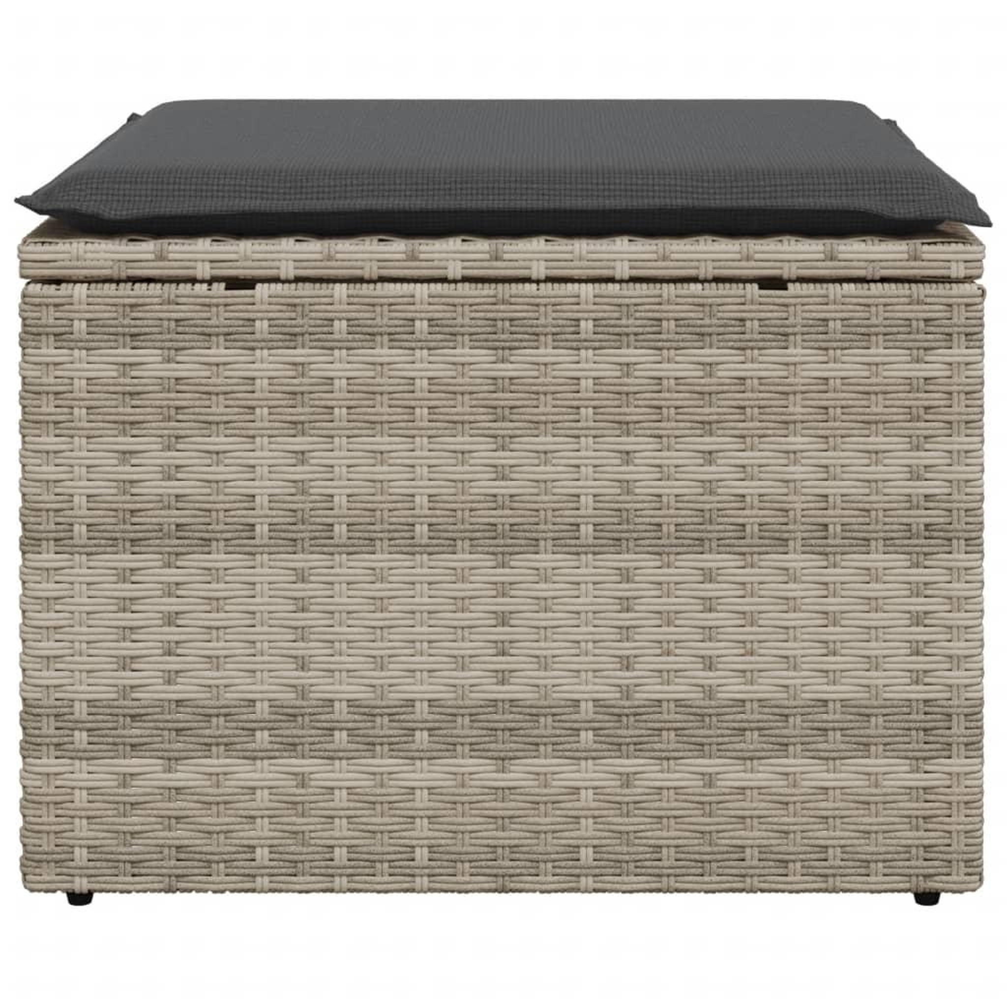 Voir la diapositive 4 : VIDAXL Tabouret de jardin coussin gris clair 55x55x37cm resine tressee