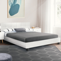 Voir la diapositive 2 : ID MARKET Lit double CHARLOTTE avec tête de lit et sommier 160 x 200 cm PVC blanc