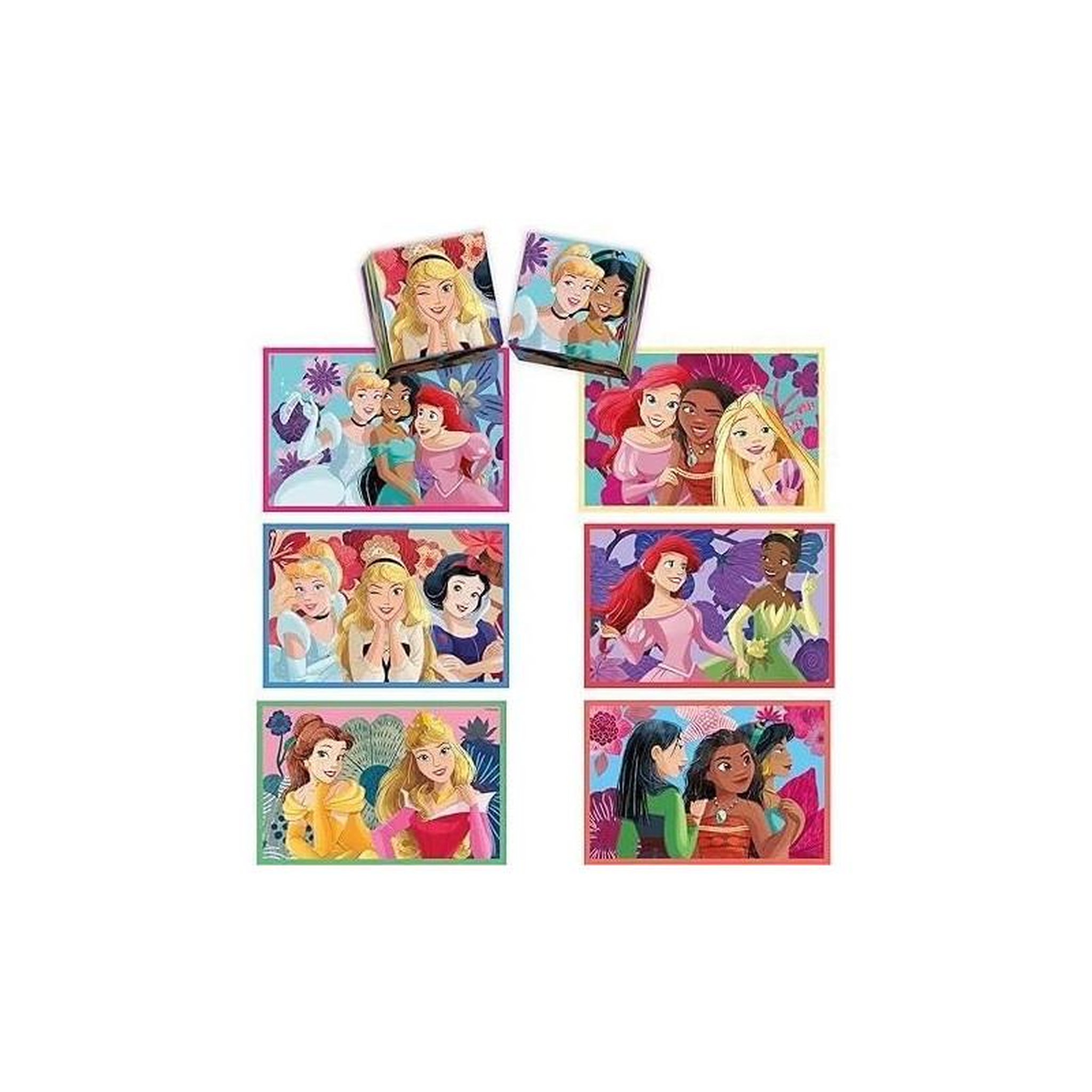 Voir la diapositive 4 : CLEMENTONI Coffret éducatif Edukit Disney Princesses 4 en 1 – 2 puzzles, 1 mémo, 1 jeu de 6 cubes – Puzzle et jeu enfant – Clementoni