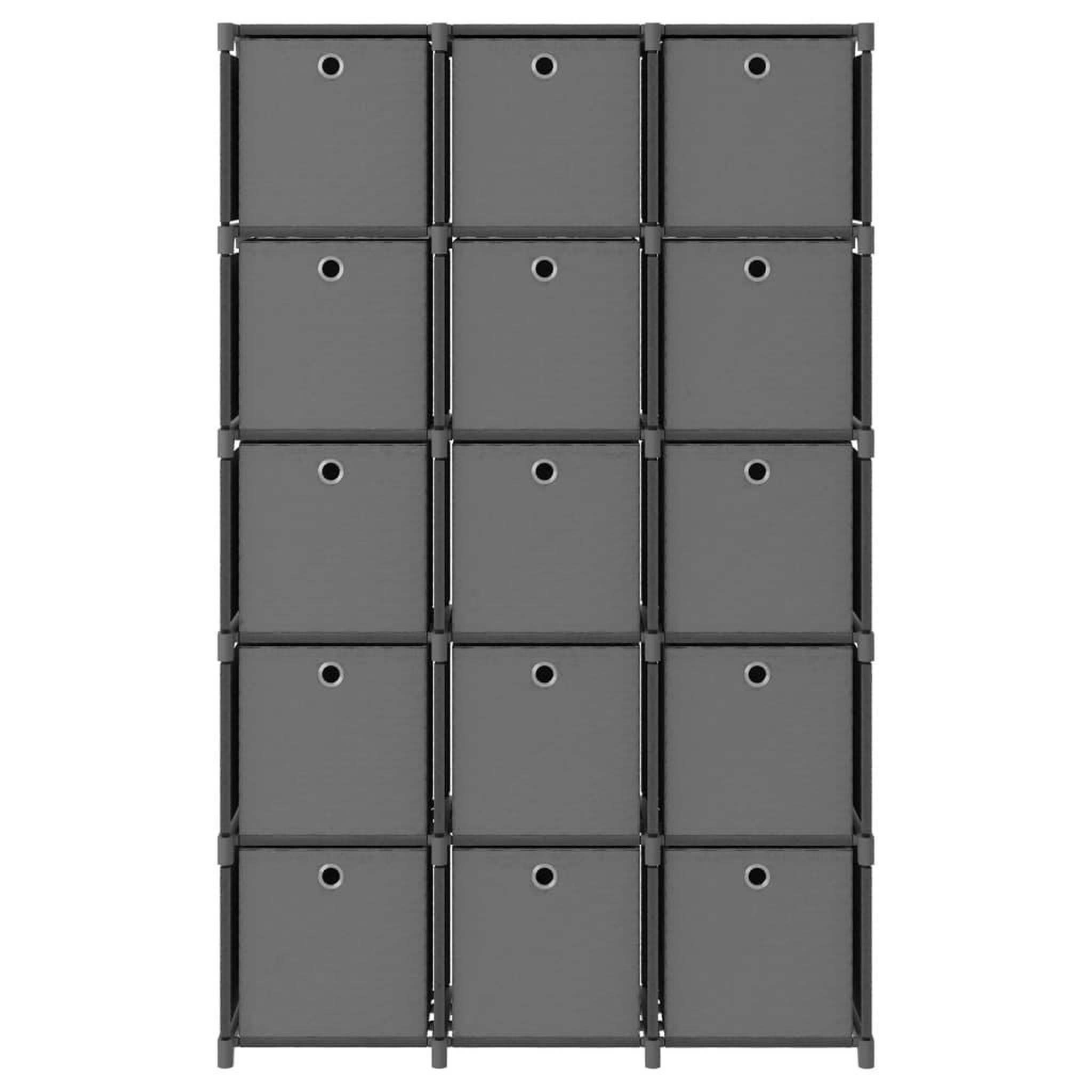 Voir la diapositive 2 : VIDAXL Etagere a 15 cubes avec boîtes Gris 103x30x175,5 cm Tissu