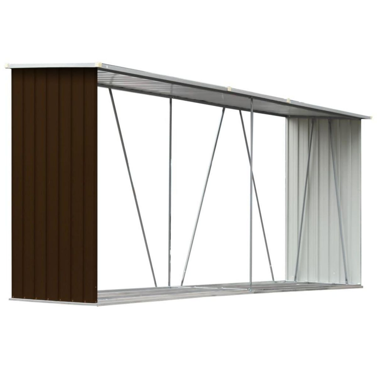 VIDAXL Abri de stockage de bois Acier galvanise 330x84x152 cm Marron