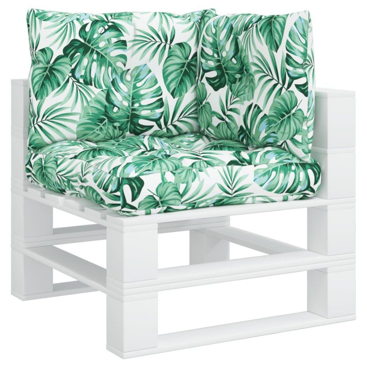 VIDAXL Coussins de palette lot de 3 motif de feuilles tissu