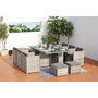 Voir la diapositive 2 : CONCEPT USINE Salon de jardin encastrable 10 personnes en résine tressée gris MIAMI