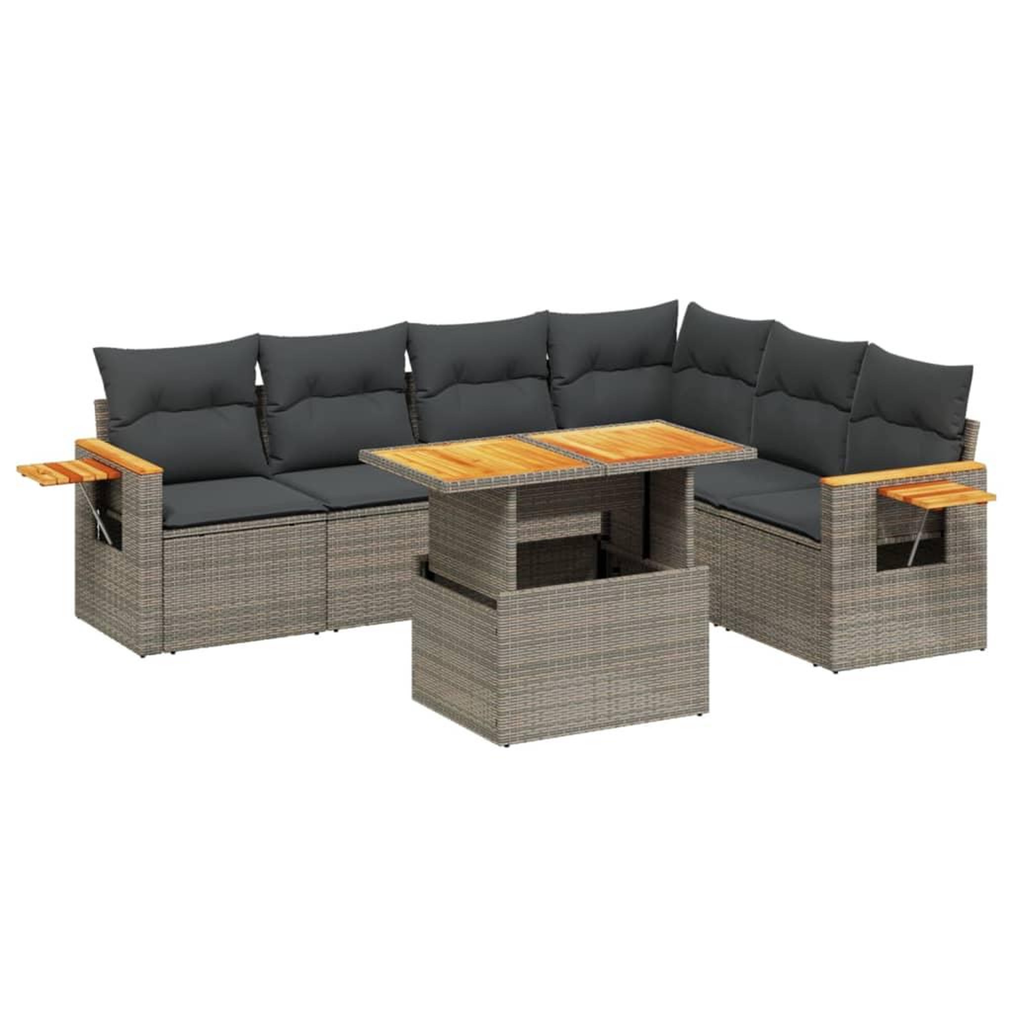 Voir la diapositive 2 : VIDAXL Salon de jardin avec coussins 7 pcs gris resine tressee