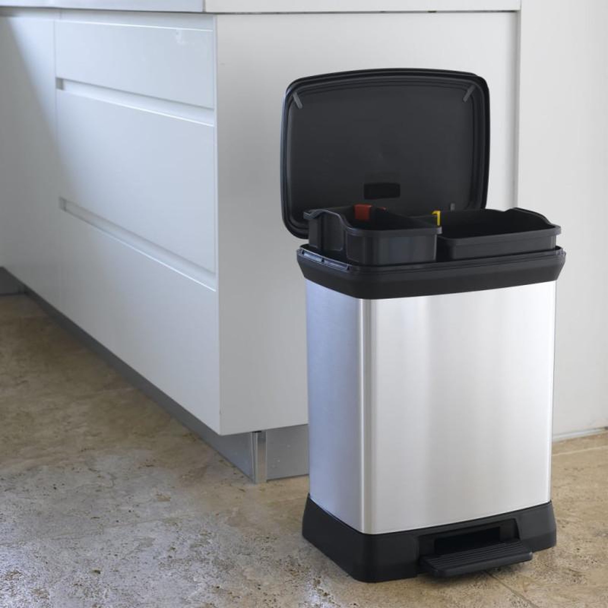 CURVER Curver Poubelle duo à pédale Deco 10L+18L Argenté