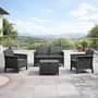 Voir la diapositive 2 : CONCEPT USINE Salon de jardin 4 places effet résine tressée gris anthracite avec table basse MANIZA