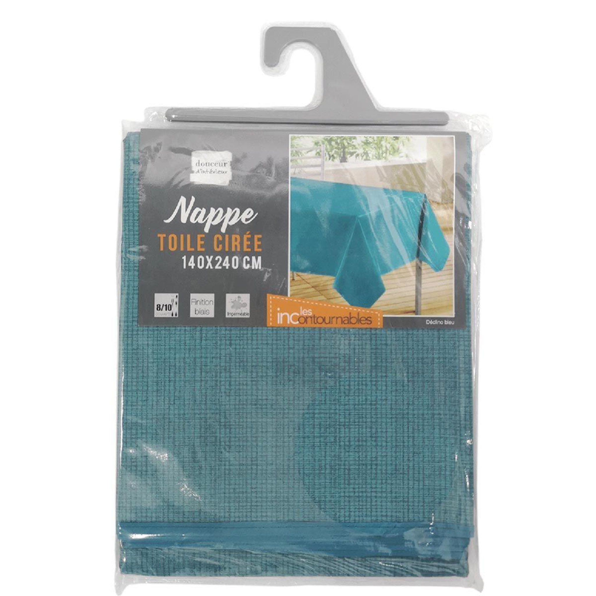Voir la diapositive 2 : Douceur d'Intérieur Nappe toile cirée  declino  140x240cm bleu