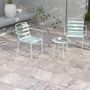 Voir la diapositive 4 : OUTSUNNY Salon de jardin bistro - table basse ronde Ø 60 cm 2 chaises empilables - acier thermolaqué vert de gris