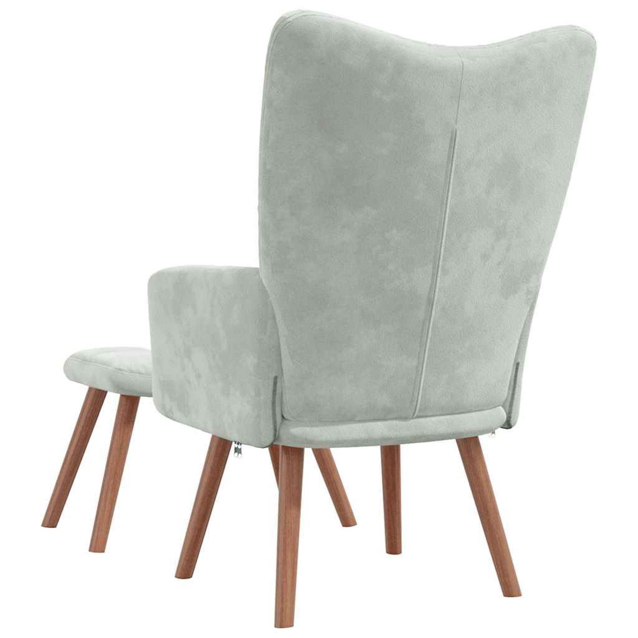 Voir la diapositive 5 : VIDAXL Chaise de relaxation avec repose-pied Gris clair Velours