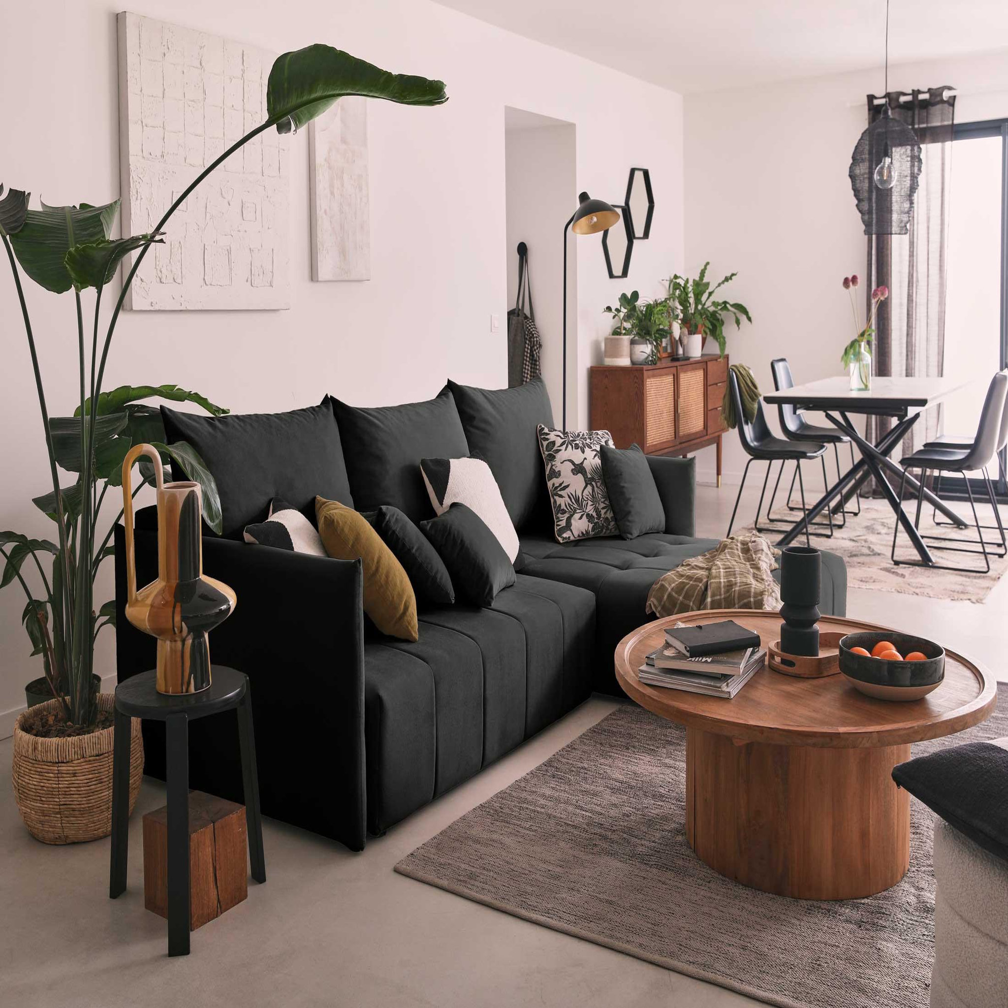 Voir la diapositive 2 : BEST MOBILIER Petra - canapé d'angle réversible - convertible avec coffre - 4 places - en velours